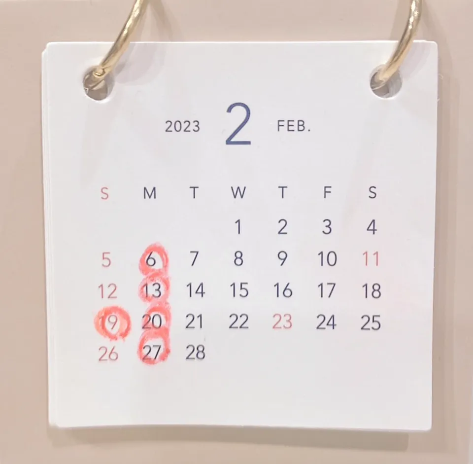 長浜市の美容室 アールリッシュ ２月の営業日カレンダー